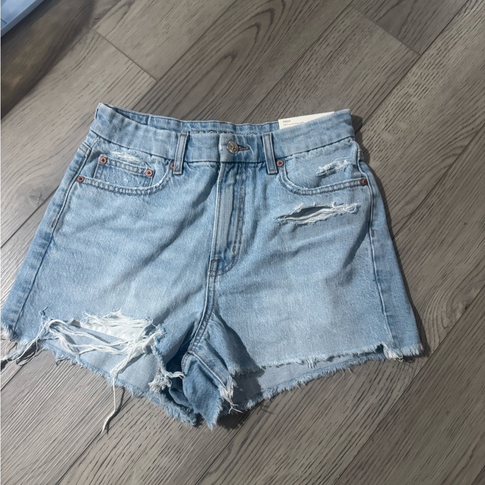 American Eagle Light Blue Distressed Jean Shorts